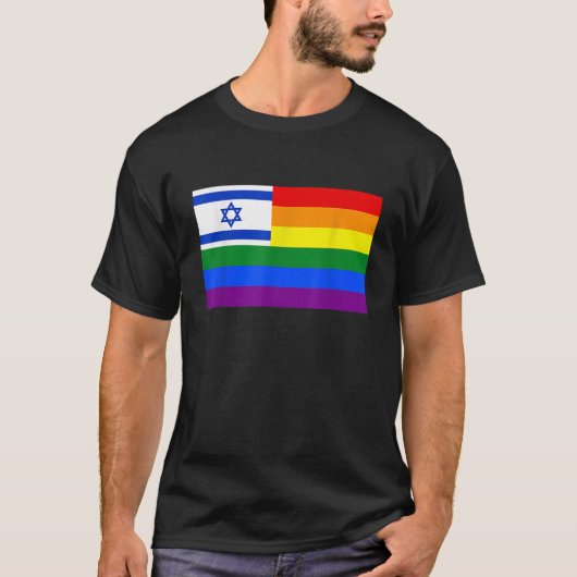 イスラエル・ユダヤ人LGBT Tシャツゲイレズビアンプライド国旗 Tシャツ (正面)