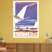 イスラエル 商用旅客機 旅行ポスター キャンバスプリント (インサイチュ (リビング))