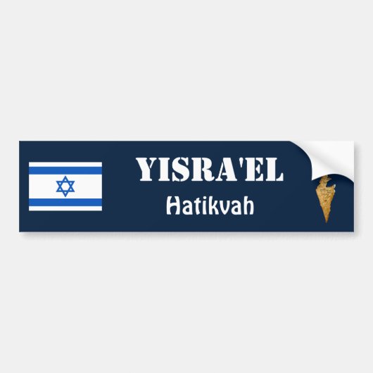 イスラエル 国旗+地図 ステッカー (正面)