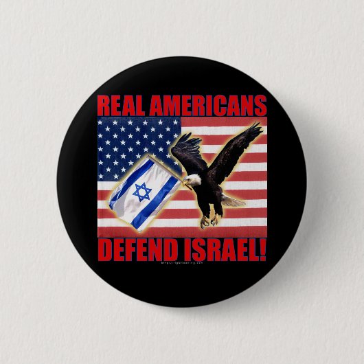 イスラエ実在ルを守るアメリカ人 缶バッジ (正面)