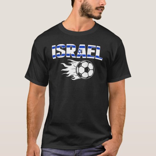イスラエ誇りを持ったルのサッカーファンのジャージー国旗のフットブ Tシャツ (正面)