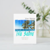 イスラサオナドミニカ共和国ビーチヴィンテージデザイン シーズンポストカード (スタンド正面)