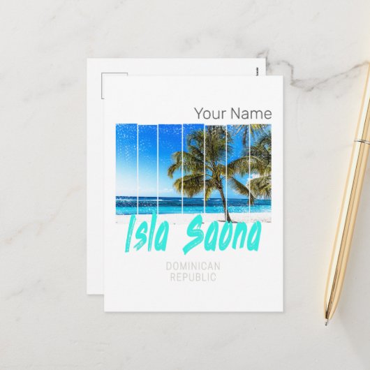 イスラサオナドミニカ共和国ビーチヴィンテージデザイン シーズンポストカード (正面/裏面インサイチュ)