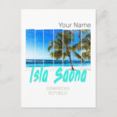 イスラサオナドミニカ共和国ビーチヴィンテージデザイン シーズンポストカード (正面)