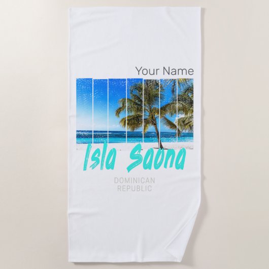 イスラサオナドミニカ共和国ビーチヴィンテージデザイン ビーチタオル (正面)