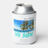 イスラサオナドミニカ共和国ビーチヴィンテージデザイン 缶クーラー (缶正面)