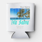 イスラサオナドミニカ共和国ビーチヴィンテージデザイン 缶クーラー (正面)
