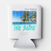 イスラサオナドミニカ共和国ビーチヴィンテージデザイン 缶クーラー (裏面)