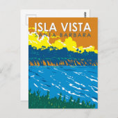 イスラビスタカリフォルニアトラベルアートヴィンテージ ポストカード (正面/裏面)