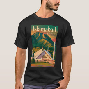 イスラマバード パキスタン ファイサルモスクのイラスト Tシャツ