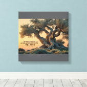 イスラムの壁芸術 – クルアーンの詩とオリーブの木 キャンバスプリント (インサイチュ (ウッドフロア))