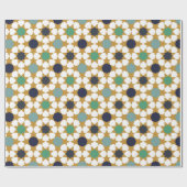 イスラムの幾何学的な青い金ゴールドモチーフ ラッピングペーパー (フラット)