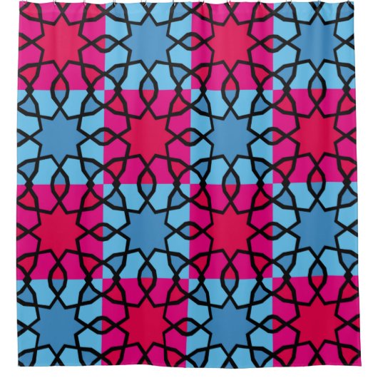 イスラムの幾何学的モチーフは、非常に優れた表現です シャワーカーテン (正面)