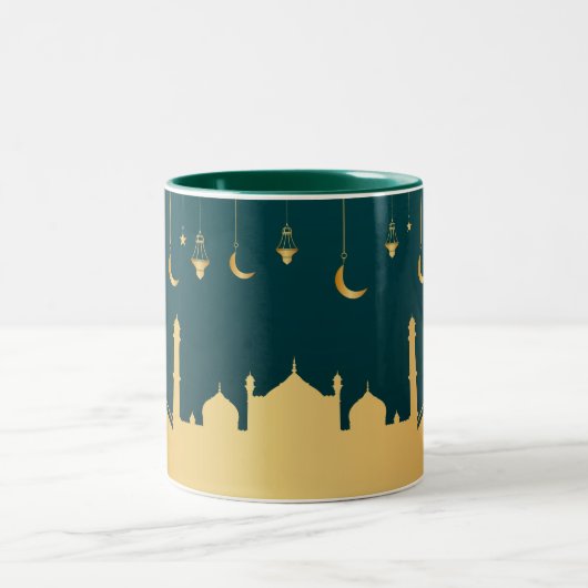 イスラムアラビア金ゴールドパーソナライズされた ツートーンマグカップ (中央)