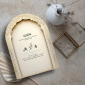 イスラムアーチシックエレガントなウェディングカップルのモノグラム 招待状