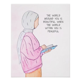 イスラムウォーターカラーアートプリントスタイル2 ポスター