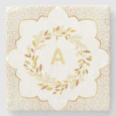 イスラムエレガントオーナメントとフローラ枠 ストーンコースター (正面)