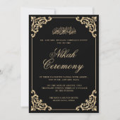 イスラムスリムニカブラック金ゴールド結婚ズ 招待状 (正面)