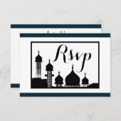 イスラムモスクシルエットウェディングRSVP 出欠カード (正面/裏面)