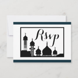 イスラムモスクシルエットウェディングRSVP 出欠カード