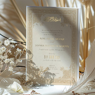 イスラムレースエレガントモチーフ結婚式招待状 箔招待状