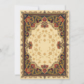 イスラムヴィンテージウェディング招待状金ゴールドレッドブルー 招待状 (裏面)