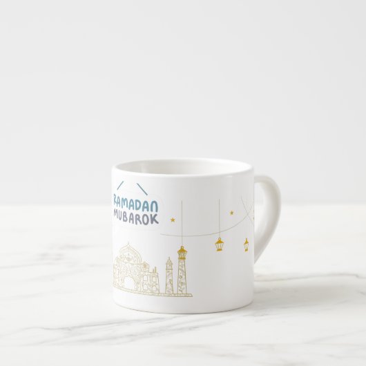 イスラム三日月ラマダンカレムのタイポグラフィ芸術 エスプレッソカップ (正面右)