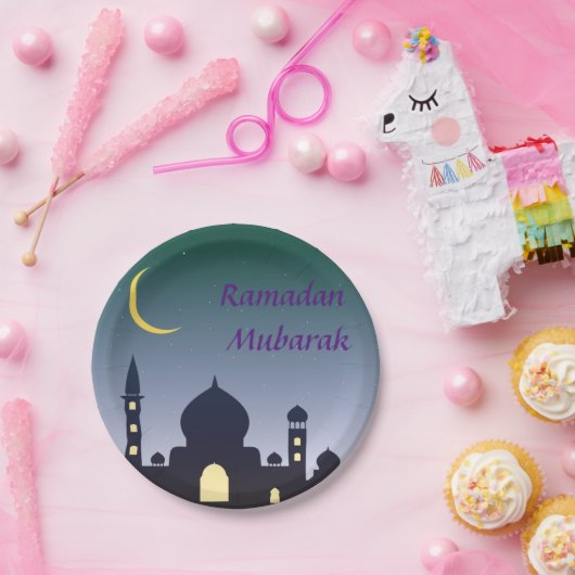 イスラム三日月ラマダンカレムのタイポグラフィ芸術 ペーパープレート (パーティー)