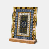 イスラム壁画 アッラーの名のカリグラフィー 幾何学模様 アクリルサイン (傾斜)