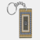 イスラム壁画 アッラーの名のカリグラフィー 幾何学模様 キーホルダー (正面左)