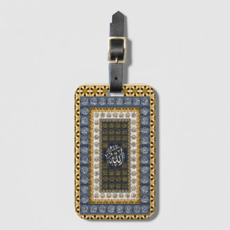 イスラム壁画 アッラーの名のカリグラフィー 幾何学模様 ラゲッジタグ