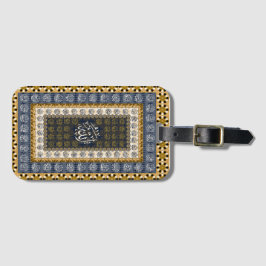 イスラム壁画 アッラーの名のカリグラフィー 幾何学模様 ラゲッジタグ