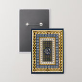 イスラム壁画 アッラーの名のカリグラフィー 幾何学模様 缶バッジ (正面/裏面)