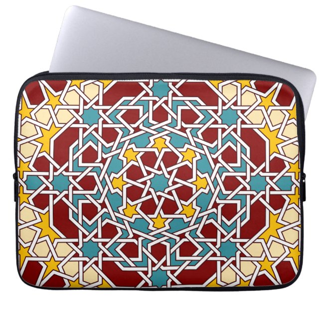 イスラム幾何学模様の人力車の袖 ラップトップスリーブ (正面)