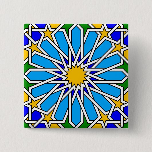 イスラム幾何学模様ボタン 缶バッジ (正面)