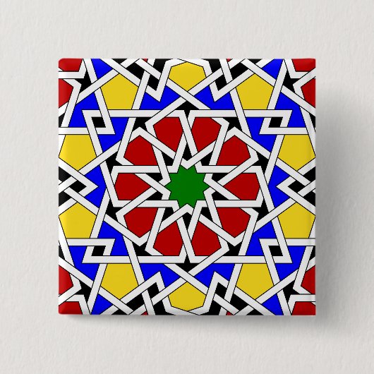 イスラム幾何学模様ボタン 缶バッジ (正面)