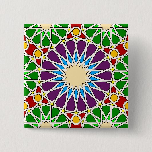 イスラム幾何学模様ボタン 缶バッジ (正面)
