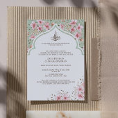 イスラム式結婚式の招待状 - 水彩花柄アート 招待状