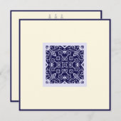 イスラム教のアラビア青いオーナメントの婚約の結婚式のKa 招待状 (正面/裏面)