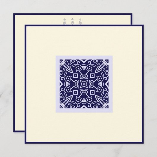 イスラム教のアラビア青いオーナメントの婚約の結婚式のKa 招待状 (正面/裏面)