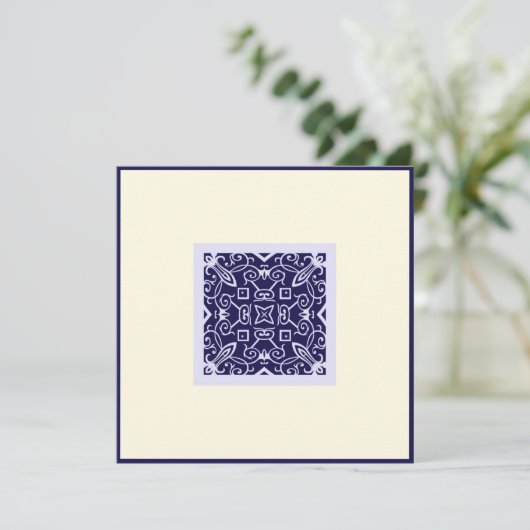 イスラム教のアラビア青いオーナメントの婚約の結婚式のKa 招待状 (スタンド正面)