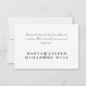 イスラム教のイスラム教のダマスク織は結婚式の婚約感謝していしています サンキューカード (裏面)