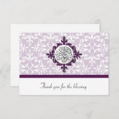 イスラム教のイスラム教のダマスク織は結婚式の婚約感謝していしています サンキューカード (正面/裏面)