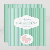 イスラム教のイスラム教のベビーの誕生のAqeeqahのグリーン・ライン 招待状 (正面/裏面)