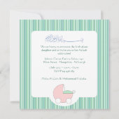 イスラム教のイスラム教のベビーの誕生のAqeeqahのグリーン・ライン 招待状 (裏面)