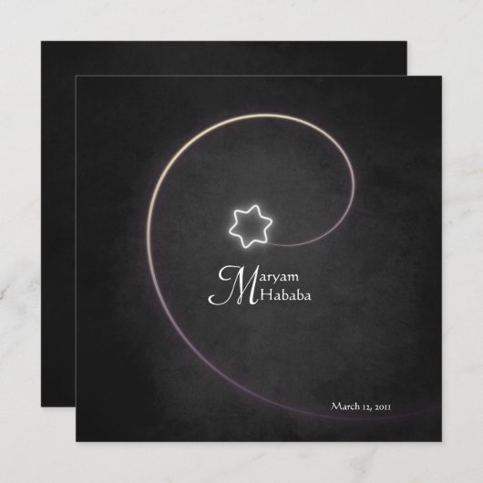 イスラム教のイスラム教のベビーの誕生のAqiqah夜星の黒 招待状 (正面/裏面)