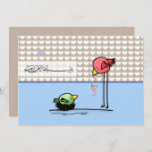 イスラム教のイスラム教のBismillah Aqiqahのひな鳥愛 招待状 (正面/裏面)