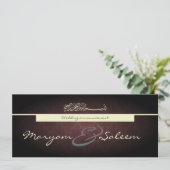 イスラム教のダマスク織の結婚式の婚約の黒の赤い招待 招待状 (スタンド正面)