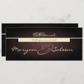 イスラム教のダマスク織の結婚式の婚約の黒の赤い招待 招待状 (正面/裏面)