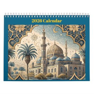 イスラム教のデザイン/引用符付き2026年英語カレンダー カレンダー